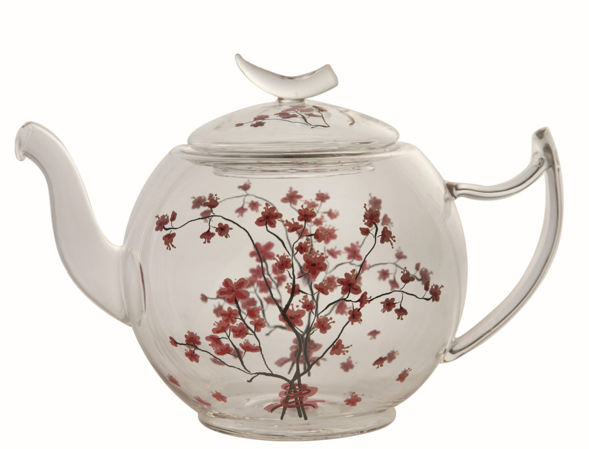 glass teapot cherry blossom Tea Desire