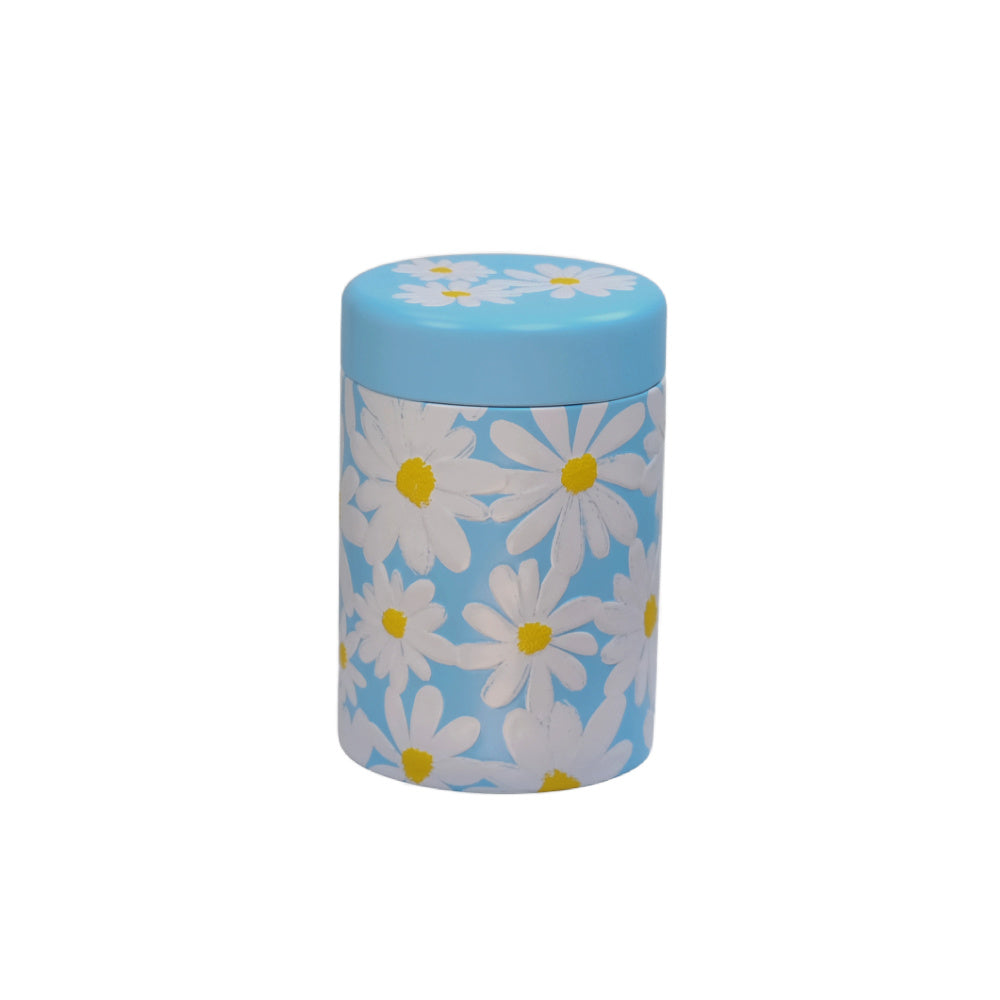 Tea Storage Tins Daisy 125g blue by Eigenart | Tea Desire