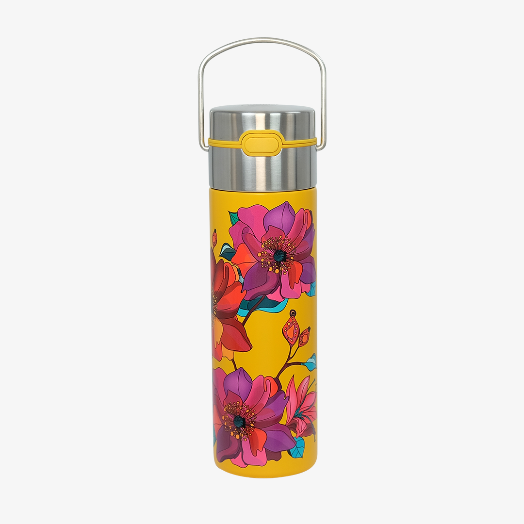leeza poppy yellow travel tumbler - Tea Desire