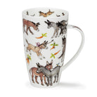 Mug with donkey and carrot pattern on a white background