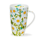 Mug with floral design featuring daisies on a white background