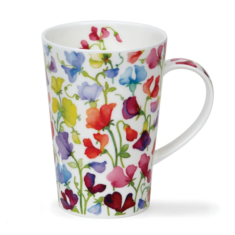 Colourful floral mug on a white background