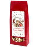 Red bag of 'Caribbean Xmas Dream' herbal tea with a hedgehog design on a white background