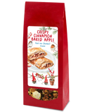 Herbal Crispy Cinnamon Baked Apple Tea in a red festive bag with a cute label.