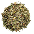Dry herbs and leaves on a white background