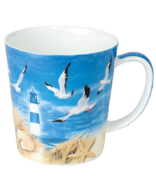 mug beach design with seagulls - Tea Desire