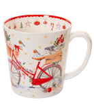 Mug with a red bicycle design on a white background