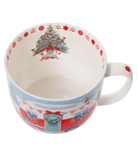 Christmas-themed mug with festive designs on a white background