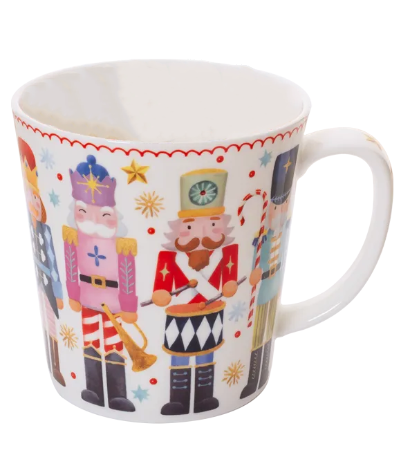 Mug with nutcracker design on a white background