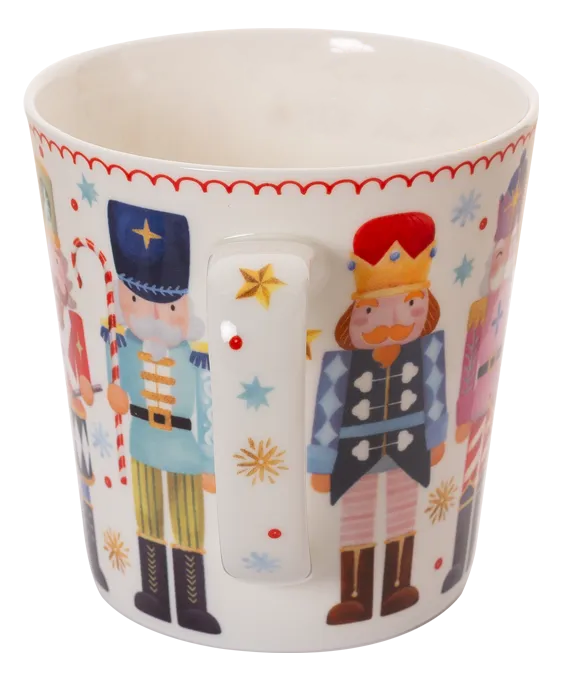 Mug with nutcracker design on a white background