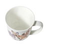 White mug with a donkey design on a white background