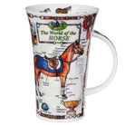 Mug with horse-themed design and text on a white background