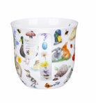 Fine bone china mug with animal and nature pattern on a white background