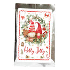 Packaged product with 'Holly Jolly' design featuring gnomes and winter elements.