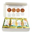 Cold brew fruit infusions sampler set with four flavours in a box.