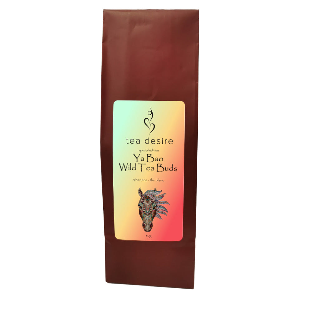 Tea Desire Ya Bao Wild Tea Buds package with gradient label on a white background