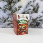 Tea Advent calendar box with snowy background