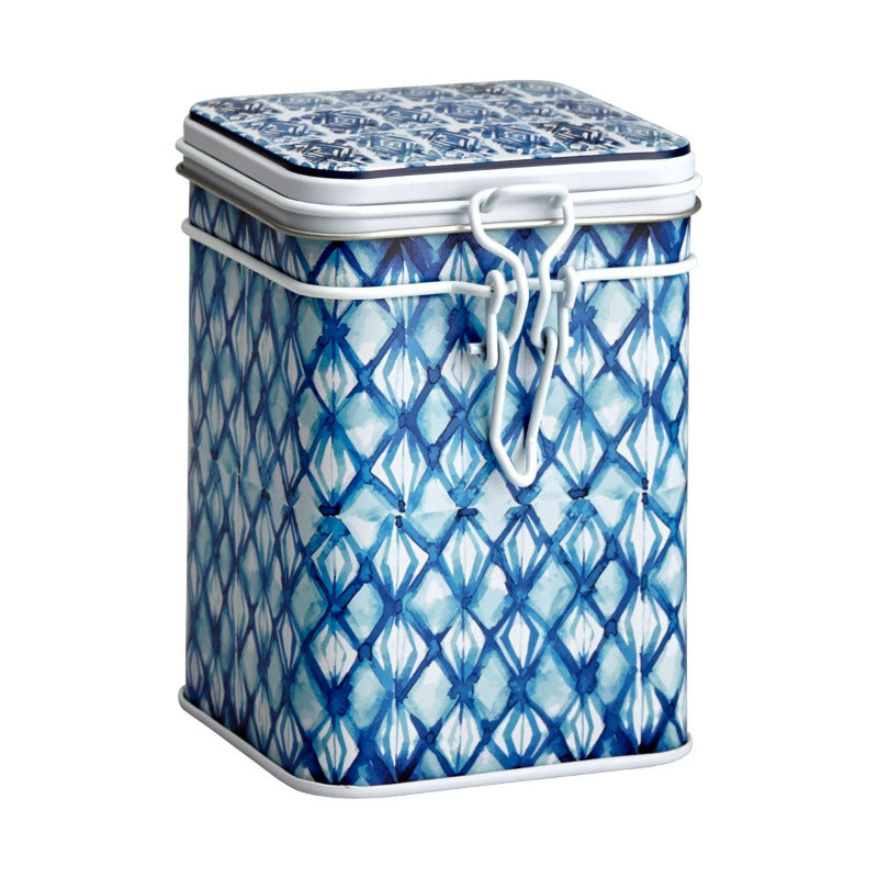 Tea Desire's Tea Storage Tin Indigo Diamond