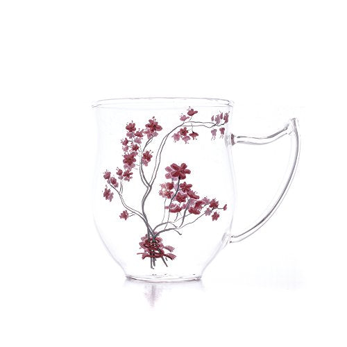 Mouth-Blown Glass Mug Cherry Blossom | Tea Desire