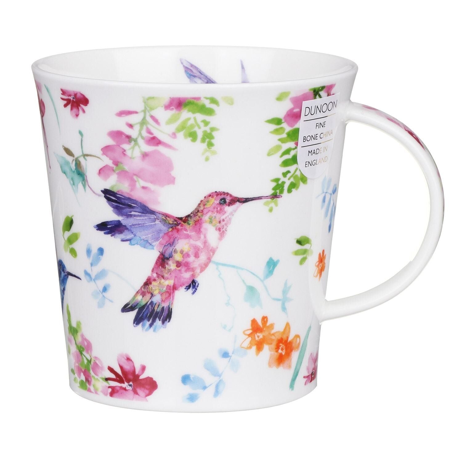 Spring Flowers with Hummingbird Fine Porcelain Latte Cups Tea Set